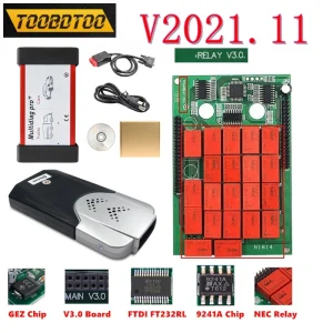 Nuovo VCI 2021.11 Bluetooth 4.2 Free Keygen 2017 R3 Car Diagnostic 2PCB V3.0 9241A 21 Red NEC relè doppio PCB TCS