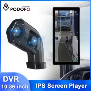Podofo 10.36 ”Car Side View Monitor verticale per camion specchietto retrovisore elettronico Touch Screen Dual-Cam DVR BSD IP68 impermeabile
