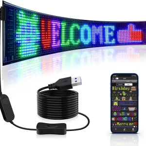 Pannello pixel a matrice LED, insegne LED pubblicitarie luminose a scorrimento, controllo app Bluetooth per cartello per auto LED USB 5V flessibile