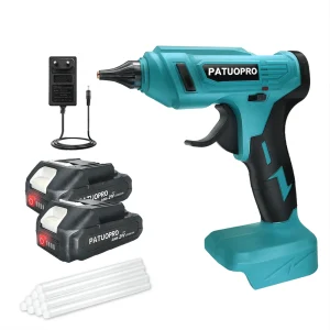 PATUOPRO Pistola per colla a caldo senza fili Pistola per colla wireless ricaricabile con 10 stick di colla Strumenti di riparazione fai-da-te adatti a batteria Makita 18V