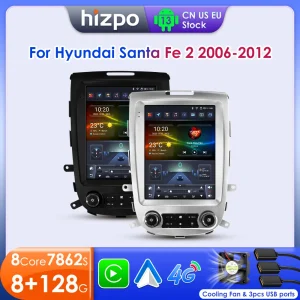 Hizpo per autoradio Tesla Style 2Din per Hyundai Santa Fe 2 2006 2007-2012 lettore Video multimediale Stereo navigazione GPS Carplay