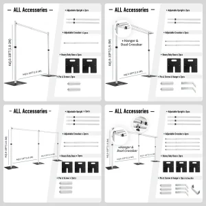 Supporti per fondale drappeggiati con struttura in alluminio bipolare e singolo da 3-6 m per decorazioni per matrimoni e oggetti di scena per feste di compleanno Portafiori regolabile
