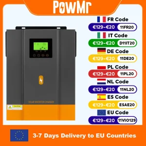 PowMr 1.6KW 3KW inverter solare ibrido 12V 24V 220V inverter a onda sinusoidale pura off grid con controller caricatore solare MPPT 80A