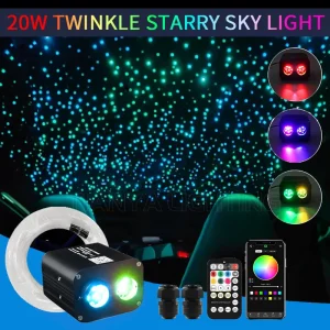 20W Scintillio Cielo stellato Auto Stella Luce Tetto Luce a led Fibra ottica Luce cielo Stella Decorazione del soffitto Doppia testa Controllo indipendente