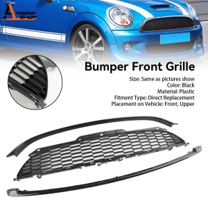 Areyourshop 3 pezzi griglia anteriore nera lucida per Mini Cooper R55 R56 R57 R58 R59 Cooper S & JCW 2006 2007 2008 2009 2010
