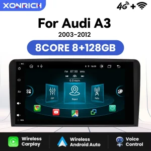 XONRICH Wireless Carplay Autoradio Autoradio Android 14 per Audi A3 8P 2003 – 2013 schermo IPS Android Auto Stereo con BOSE GPS