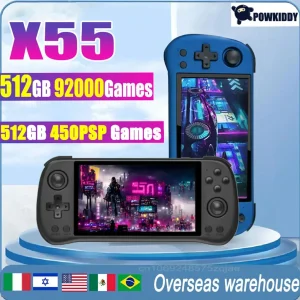 POWKIDDY X55 schermo IPS da 5.5 pollici Console di gioco portatile retrò sistema Linux OpenSource RK3566 videogioco HD 512G PSP giochi regali