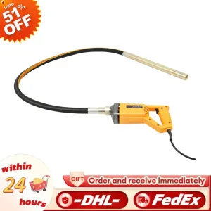 Vibratore per calcestruzzo portatile da 1300 W Asta vibrante con motore elettrico in rame puro giallo cablato da 2 m per l’edilizia 4300 giri/min/220 V