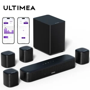 ULTIMEA Soundbar Virtuale 7.1 Canali, Altoparlanti Home Theater per TV, Potenza di Picco 330 Watt, Controllo App Smart, Aura A40, Nero