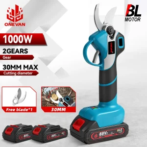 ONEVAN 30 MILLIMETRI Brushless Elettrico Potatura Cesoie 2 Ingranaggi Ricaricabili Forbici Elettriche da Giardino Utensili Elettrici Per Makita 18 V Batteria Spille