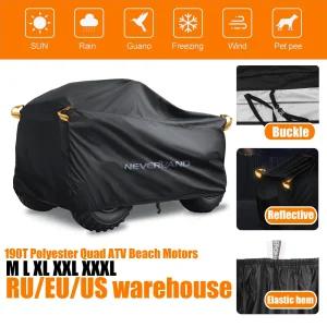 Quad Bike ATV Cover Universale 190T Impermeabile Moto Veicolo Scooter Kart Moto Coperture ML XL XXL XXXL Nero Argento