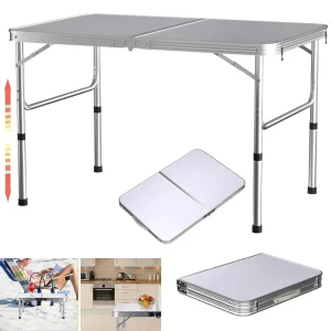 Tavoli pieghevoli da picnic da 3 piedi/90 cm, altezza regolabile portatile pieghevole in alluminio leggero per barbecue da campeggio, 90x60x37/67 cm