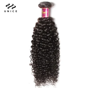 Unice Capelli Peruviani Fasci di Capelli Ricci 1 Pezzo extensions di Capelli Umani 8 “-26” 100% di Remy Dei Capelli Umani Del Tessuto Bundles colore naturale