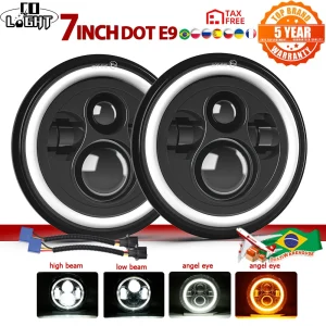 CO LUCE Luci di marcia 80W Auto Led H4 7 pollici Accessori per auto Angel Eyes H4 Faro principale per Lada Niva 4X4 Uaz Offroad 12V 24v