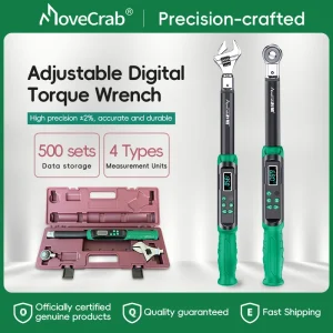 Chiave dinamometrica digitale con teste intercambiabili Precisione regolabile 5-99,6 piedi libbre (6,8-135 Nm) Professionale a cricchetto e teste aperte