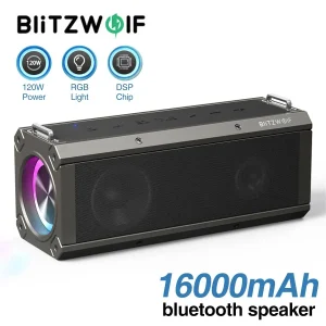 BlitzWolf BW-WA3 PRO 120W altoparlante Wireless RGB Light altoparlanti Bluetooth portatili da 16000mAh suono Hifi bassi profondi a doppio diaframma