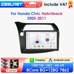 Android13 autoradio per Honda Civic Hatchback 2005-2011 lettore multimediale per auto Wireless Carplay 4G-LET 2din autoradio 360 fotocamera