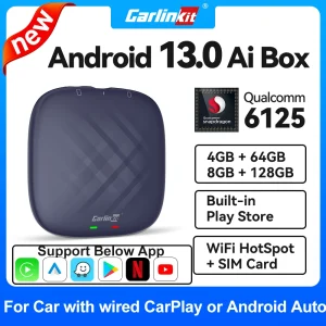 2026NUOVO CarlinKit CarPlay Ai Box Qualcomm 8-Core Android 13 Wireless Carplay Android Auto Car Video TV Box WiFi SIM Per Netflix