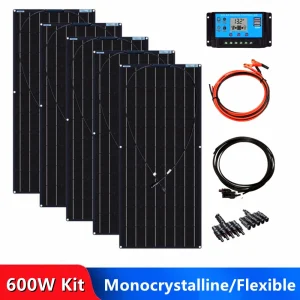 Solar Panel Kit Batteria monocristallina flessibile dei pannelli solari 12V 24V del corredo del pannello solare 120W~600W 18 volt 120 watt caricabatteria flessibile dei pannelli solari per il Caravan