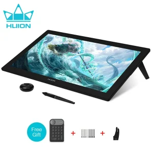 Schermo per tablet grafico Huion Kamvas Pro 24 4K da 23,8 pollici 140% sRGB Monitor da disegno professionale completamente laminato Supporto incorporato