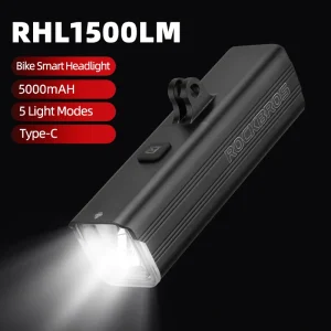 ROCKBROS luce per bicicletta 1500LM lega di alluminio Type-C ricarica luci anteriori per bici intelligenti versione a sospensione lampada a LED fari da ciclismo