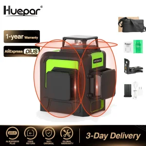 Huepar 12 linee 3D Cross Line livello Laser autolivellante 360 gradi croce verticale e orizzontale Super potente linea Laser rossa