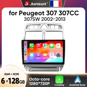Junsun Android Wireless CarPlay Auto Autoradio Per Peugeot 307 307CC 307SW 2002-2013 Auto Sistemi Intelligenti Lettore Multimediale Auto DSP SWC RDS GPS FM BT