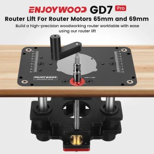 ENJOYWOOD GD7 PRO Router Lift per Router di legno da 65mm/69mm per tavolo del Router Set Up Lift con piastra del Router lavorazione del legno di precisione