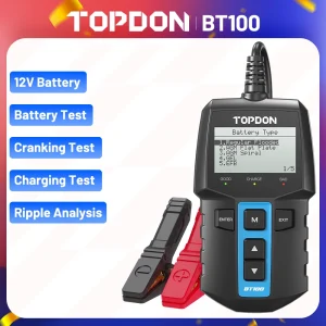 TOPDON BT100 Tester batteria Analizzatore caricabatteria per auto 12V 2000CCA Test batteria di tensione Tester batteria per auto Strumenti di ricarica