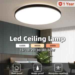 Lampada da soffitto moderna rotonda 50W 40W 30W 18W Plafoniera a LED super luminosa per soggiorno camera da letto bagno bianco freddo bianco caldo