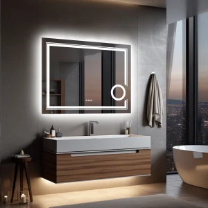 Specchio LED LUVODI da Parete per Bagno, Specchio Ingranditore per Toilette, Doccia, Vanità, Trucco e Rasatura