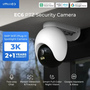 Telecamera WiFi intelligente da esterno IMILAB EC6 3K/4K per la sicurezza domestica Registrazione 24 ore su 24, 7 giorni su 7 360 °   Telecamera di sorveglianza AI con tracciamento automatico PTZ