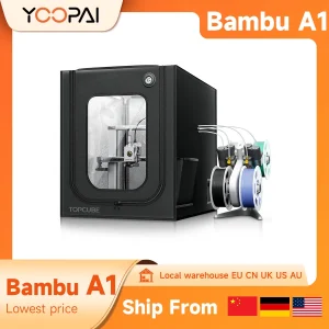 Custodia per stampante 3D YOOPAI per Bambu Lab A1/A1 mini custodia di grandi dimensioni con luce LED ignifuga impermeabile antipolvere nera