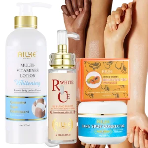 AILKE Kit per la cura della pelle schiarente multivitamina naturale, idratare, tonificare uniforme, rimuove macchie scure e bianche, pelle pulita e liscia