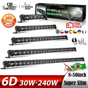 CO LUCE 6D 30W 60W 90W 120W 150W 180W 210W 240W Barra luminosa da lavoro a LED Offroad Luci da lavoro a LED 12V 24V Barra LED per Niva 4X4 ATV SUV