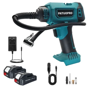 PATUOPRO Cordless Pompa di Aria Elettrica Ricaricabile Auto Pneumatico Gonfiatore Automatico Compressore D’aria Domestico Portatile Per Makita 18V Batteria
