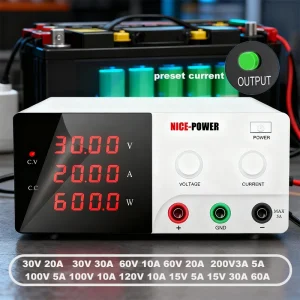 Nice-Power Switching DC Lab Alimentatore Laboratorio Regolabile 30V 30A 60V 10A 20A 60A, 450W-1200W Regolatore di tensione di corrente