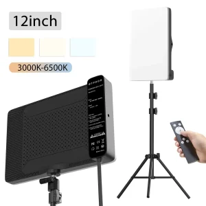 Lampada di riempimento a LED da 12 pollici Pannello luminoso video Bicolore 3300k-6500k Illuminazione fotografica Stream live Luce da studio fotografico con supporto Spina UE