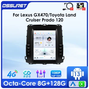 9.7 “7862 Android 13 Auto autoradio Per Toyota Land Cruiser Prado 120 per Lexus GX470 lettore Multimediale GPS Stereo 2din BT Schermo