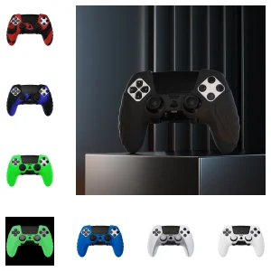 Custodia protettiva in silicone antiscivolo PlayVital per controller PS5 Edge, protezione in gomma con cappucci per impugnatura per pollice – Serie Guardian Edition