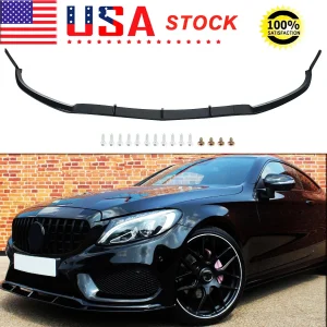 MagicKit ABS Auto Paraurti Anteriore Spoiler Labbro Splitter Trim per Mercedes Benz Classe C C205 W205 A205 2015 2016 2017 2018 Nero AUTO