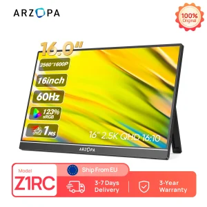 ARZOPA 16 pollici 2K IPS Schermo Mini Secondi Gaming Display Monitor portatile Schermo esterno per MAC/Laptop/PC/Xbox/PS/Switch Z1RC