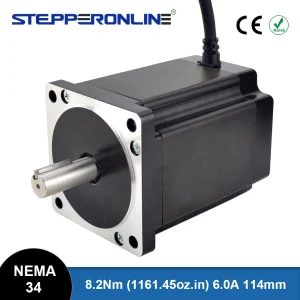 STEPPERONLINE Motore passo-passo Nema 34 8.2Nm 6A 86x114mm Nema34 Passo ad anello aperto Albero 14mm per macchina per incidere CNC