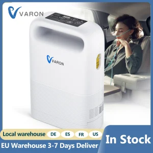 Concentratore di ossigeno VARON 1-5 L portatile con batteria rimovibile per viaggi a casa 93% purezza doppia modalità di erogazione automatica dell’ossigeno