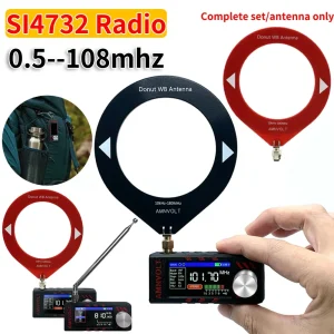 0.5-108 mhz SI4732 Ricevitore radio per tutte le bande LSB USB AM Radio FM Schermo IPS da 1,9 pollici ESP-32-S3 Mini radio tascabile HF SW MW VHF Radio