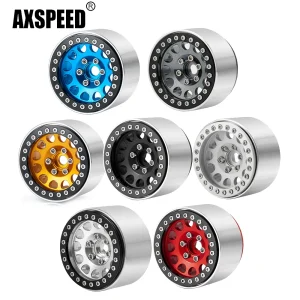 AXSPEED 4 Pezzi Cerchi in Lega di Alluminio da 1,9 Pollici con Beadlock per Axial SCX10 II 90046 AXI03007 TRX-4 D90 1/10 Ricambi per Auto RC Crawler