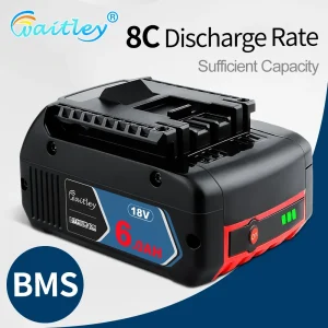 Waitley 6Ah batteria per Bosch 18V Power tool batteria ricaricabile agli ioni di litio Backup 6000mah sostituzione BAT609 capacità reale
