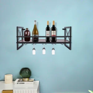 Mensola portaoggetti in metallo montata a parete, portabottiglie da vino da bar, supporto per cucina, ristorante, bagno