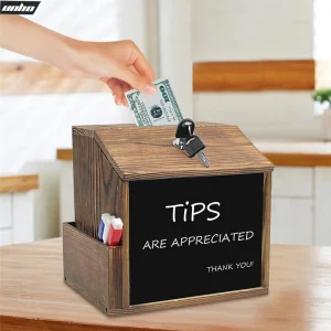 Scatola per donazioni Serratura: Scatola per votazione Cassetta dei suggerimenti in Legno Cassetta delle Donazioni Scatola per Suggerimento delle Lettere a Parete, Scrivibile, 21×16,5x20cm