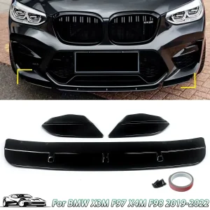 Per BMW X3M F97 X4M F98 2019-2022 Paraurti Anteriore Spoiler Lip Gloss Nero/Fibra di Carbonio Look Auto Inferiore Splitter Piastra di Protezione Lama